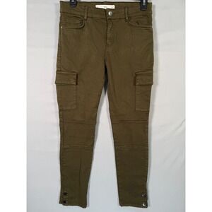 MANGO MNG Cargo Jean Ankle Olive Green Y2K Khaki 4 27x25" Stretch Rise 8.5" Soft